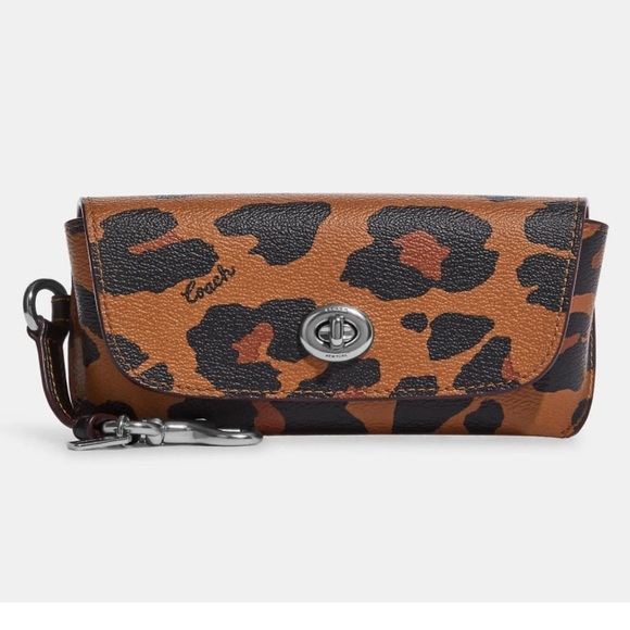 Coach Accessories - Coach Leopard ocelot Sunglass Case with Turnlock, wristlet strap, signature